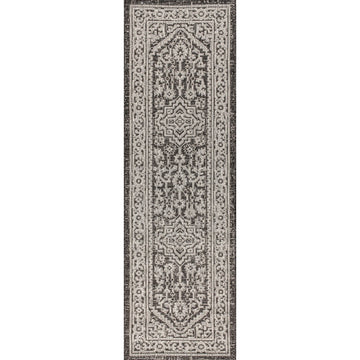 Sinjuri Medallion Textured Weave Indoor/outdoor Runner Rug